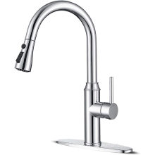 Aquacubic Wras CE Certified EN1111 Standard High Arc Brushed Nickel Single Handle Kitchen Sink Faucet with Pull Out Sprayer